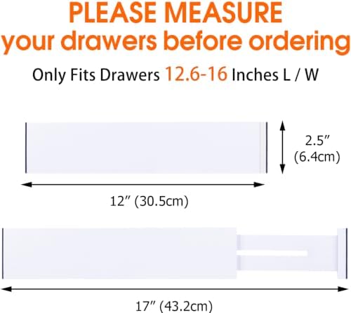 Bamboo Drawer Dividers, Adjustable Drawer Organizers, Fits 12.6–16" Drawers | 2.5" High, 4 Pack Expandable Drawer Separators for Kitchen, Nursery, Dressers & Office Storage, White - Image 2
