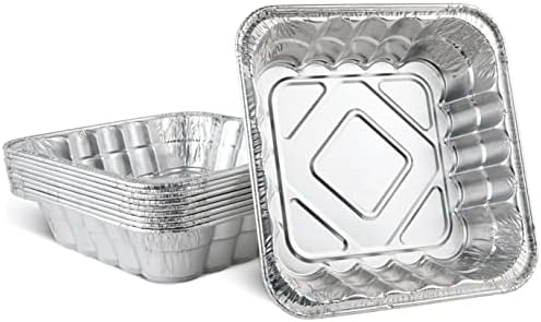 PLASTICPRO Disposable 10'' X 10'' X 3'' Inch Square Aluminum Tin Foil Baking Pans Bakeware - Cookware Perfect for Baking Cakes, Breads, Brownies, Bread, Meatloaf, Lasagna, Pack of 10 by PLASTICPRO