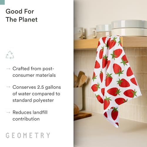 GEOMETRY Tea Towels – Spring & Summer Collection – Quick-Dry, Ultra-Absorbent, Reusable Microfiber Kitchen Towels for Drying & Cleaning - Berry Sweet - 1 Pack - Image 3