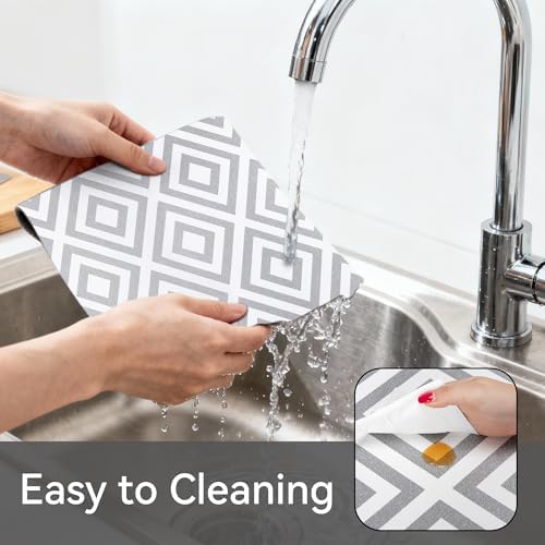 FIFTY FEET 12"x120" Non-Adhesive Shelf Liner for Kitchen Cabinets and Drawers, Washable Non-Slip PVC Cabinet Liner (Gray Plaid)(1 Roll) - Image 4