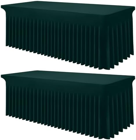 Smiry 2 Pack Spandex Elastic Fitted Table Cloth Skirt for 8FT Table by Smiry
