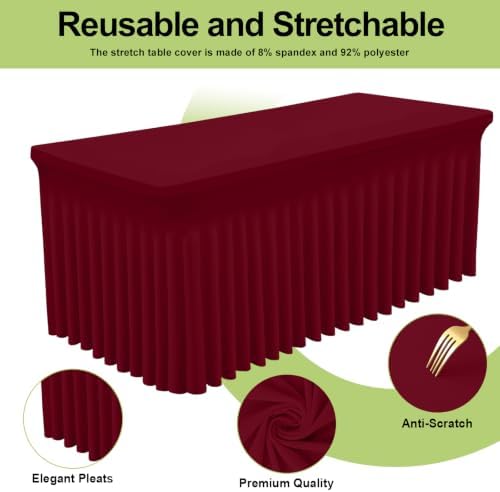 Smiry 2 Pack Spandex Elastic Fitted Table Cloth Skirt for 4FT Table - Image 2