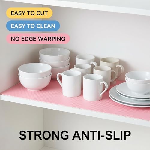 Coavas Shelf and Cabinet Liner, Easy Cut Protective (Pink, 17.5 in x 20 ft) - Image 4