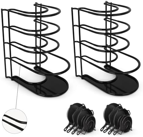 Cuisinel Pan Organizer for Cast Iron, Silicone-Coated 12" Skillet Rack, 2 Pack by Cuisinel