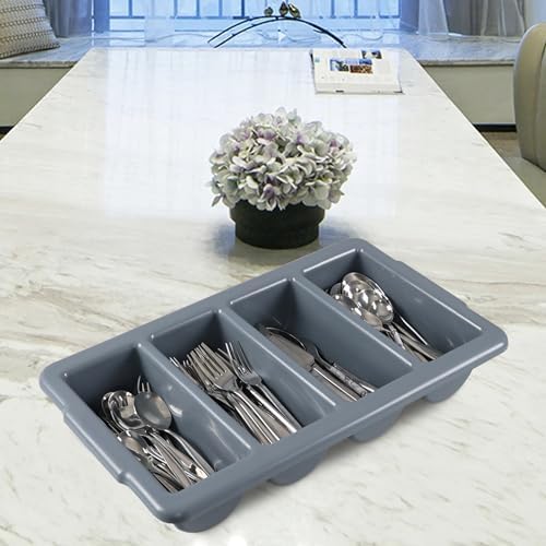 4 Pack Plastic Commercial Cutlery Bin, 4 Compartment Silverware Bin | Heavy Duty, Silverware Organizer for Restaurant, Cafeteria, Canteen - Image 5