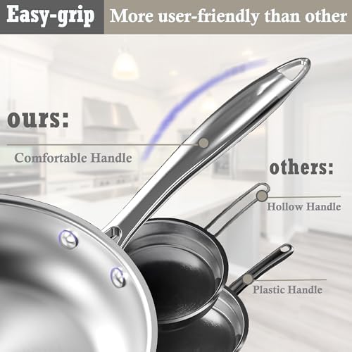Stainless Steel pots and pans set, 6 Piece Nonstick Induction Kitchen Cookware Set, Works with Induction/Electric and Gas Cooktops, Nonstick, Oven Safe, Camping Cookware - Image 3