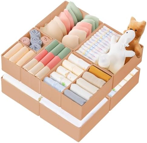 Criusia Drawer Organizer Clothes, 10 Pack Dresser Organizer for Baby Clothes, Underwear, Sock- Foldable Closet Organization and Storage Dividers Bins for Nursery, Bedroom (Brown) by Criusia
