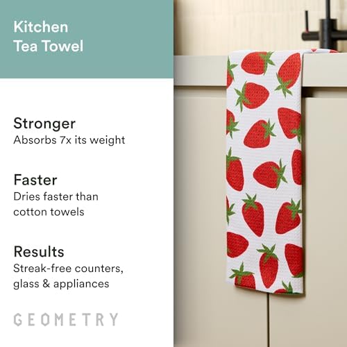 GEOMETRY Tea Towels – Spring & Summer Collection – Quick-Dry, Ultra-Absorbent, Reusable Microfiber Kitchen Towels for Drying & Cleaning - Berry Sweet - 1 Pack - Image 2