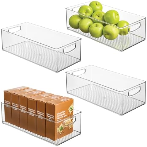 iDesign Stackable Storage Bin, Set of 4, Clear | Organizer Bin for Kitchen and Pantry, Made in USA by iDesign