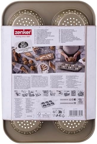 Zenker 6 Bread Trays, Perforated Baking Mould for Crispy Rolls, Non-Stick Coating Prevents Sticking, Heat Resistant up to +230°C, 34 x 22 x 3 cm - Image 4