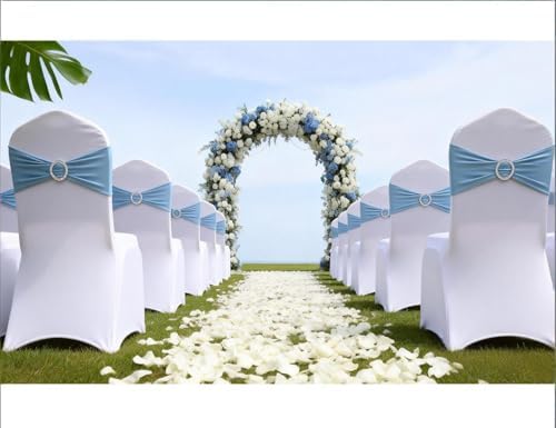 100 Pack Baby Blue Chair Sashes, Light Blue Chair Bands Bows Ties for Wedding Party Baby Shower Birthday Folding Chair Covers Decor - Image 3