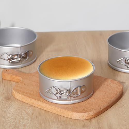 Sunnyray 8 Pcs 4 Inch Springform Pans Mini Cheesecake, Silver | Removable Bottom Leakproof, Ideal for Cheesecakes Pizza Quiche Tarts, Nonstick Spring Form Baking Easy Release Round Molds - Image 4