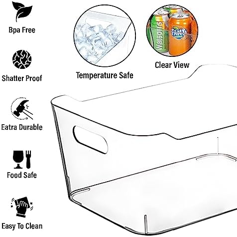 Clear Plastic Storage Bins, Perfect for Kitchen Organization or Pantry Organizers and Storage, Refrigerator Freezer Fridge Organizer Storage Containers Bin for Organizing Medicine Cabinet Organizer - Image 6
