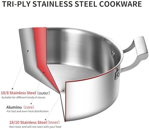 DELARLO 6.8QT Tri-Ply Stainless Steel Double-flavor Shabu Shabu Pot 12 inch - Image 3