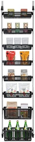 Smart Design Over-the-Door Organizer for Storage – Perfect for Pantry Organization, Bedroom, Bathroom Storage, Playroom, or Kitchen - Adjustable Steel Frame with 8 Baskets & Wall Mount – Black … by PROMART
