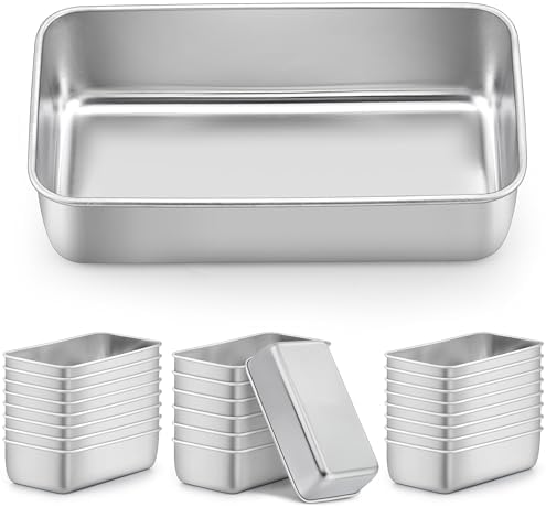LIANYU Loaf Pans 24 PCS, 9x5 Inch Stainless Steel Bread Baking Pans | Loaf Tins for Sourdough, Sandwich, Meatloaf, Dishwasher Safe, No Coating & No Toxic, Bulk Set for Bakery & Commercial Use by LIANYU