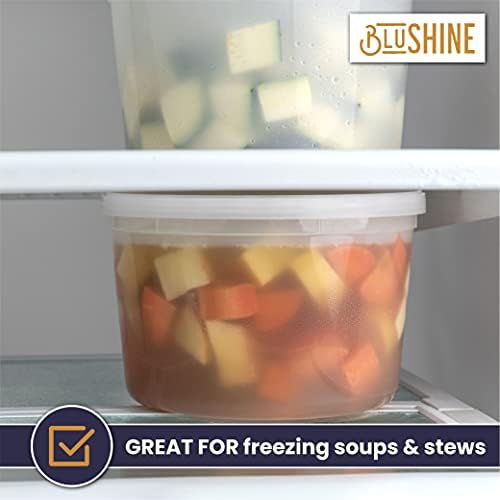 BluShine Deli Containers with Lids, Plastic Food Storage Containers | 64 oz, 12 sets Plastic Deli Food Storage Containers with Airtight Leak Proof Lids, Reusable, Microwave and Freezer Safe - Image 5