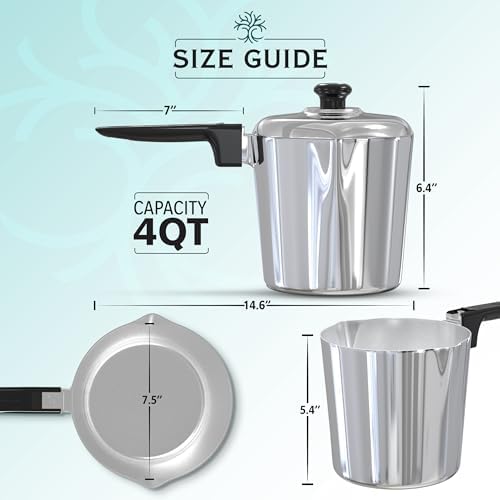 Magnaware Cast Aluminum Sauce Pan with Lid 4 Quart - Multipurpose Lightweight Saucepan with 2 Side Pour Spouts & Stay-Cool Handle - Small Cooking Pot for Sauces, Pasta, Soup - Oven Safe - Image 3