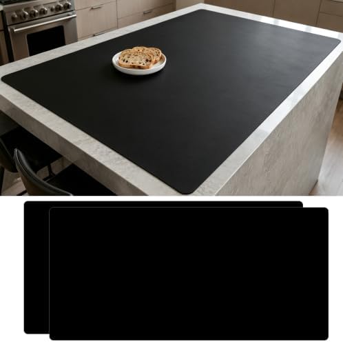 2Pack Large Silicone Mats for Kitchen Counter, 48''x32''(120cmx80cm) Heat Resistant Mat for Kitchen Island, Waterproof Multipurpose Countertop Protector, Black by WelcometoULTIBE