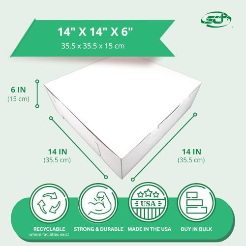 SCT White One-Piece Non-Window Bakery Boxes, 14 x 14 x 6, White, Paper, 50/Carton - Image 2