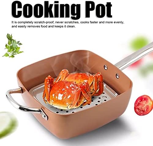 YOSOO Frying Pan 4Pcs Supplies Saucepan Stainless Steel Glass Aluminum Nonstick Square Pan Steamer Copper Set Non Stick Frying Pan Four Piece Set Cooker Pancake Saucepans, #611, Yosoo8iz7d51v92 - Image 4