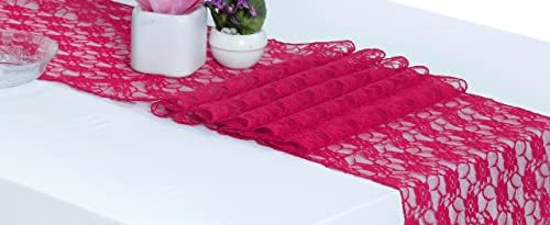MDS Pack of 20 Wedding 12 x 108 inches Lace Table Runner for Wedding, Decorations for Birthday Parties, Banquets, Graduations, Engagements, and Runners fit Rectangle, Round Table- Magenat - Image 2