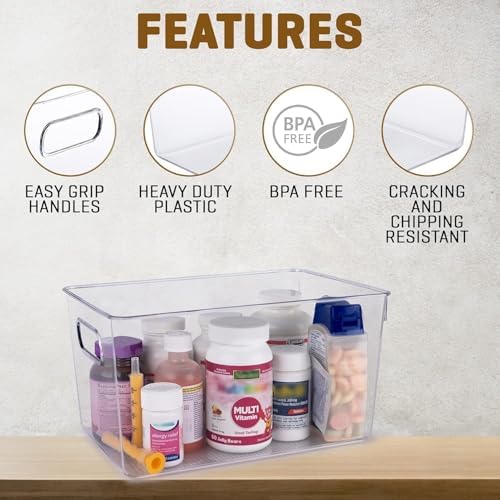 Clear Plastic Storage Bins with Lids, Perfect for Kitchen Organization or Pantry Organization and Storage, Stackable Fridge Organizer Bins, Storage Containers for Organizing, Cabinet Organizers - Image 3