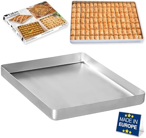 Hakan Aluminum Half Sheet Baking Pan 14x18-inch, 2.2lbs Weight, Thick Rust-Free Bakeware, Warp Resistant Food Grade Aluminum Baking Tray, Cookie Sheet Oven Tray, Heavy-Duty Baklava Tray, Silver by HAKAN