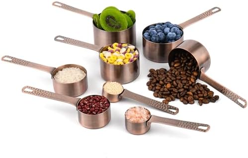 Copper Measuring Cups and Spoons Set 20 for Kitchen & Baking, Metric & US Stainless Steel Measuring Cups and Spoons with Leveler for Dry & Liquid, 8 Copper Plated Measure Cup & 9 Spoon - Image 3