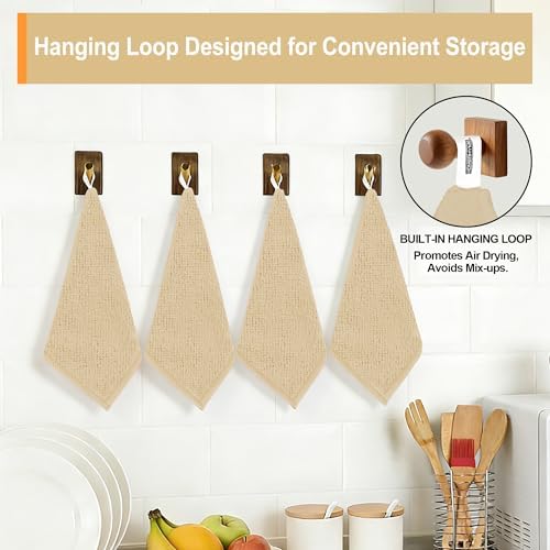 Microfiber Cleaning Cloth, 12 Pack Biege Cleaning Rags,12" X 11" Lint Free Dish Towels Wash Cloths, Reusable Microfiber Towels for Home and Kitchen Bathroom Apartment Cleaning Supplies - Image 3