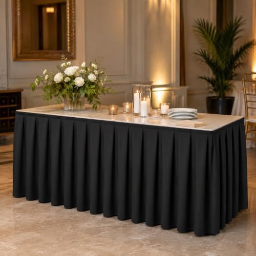 Surmente 14ft Black Table Skirt for 6-8 Foot Rectangle Tables - Image 3