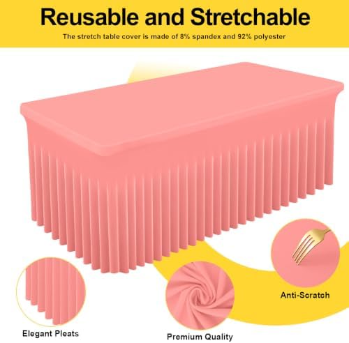 Smiry Spandex Elastic Fitted Table Cloth Skirt for 6FT Rectangle Table - Image 2