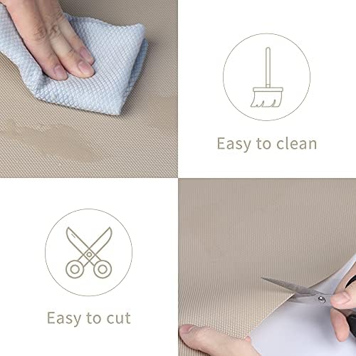 Kitchen Shelf Liner Drawer Liners, Non-Adhesive Refrigerator Liners Waterproof Fridge Mats with Strong Durable Kitchen Cabinets Mat for Drawers, Shelves, Pantry Khaki - Image 5