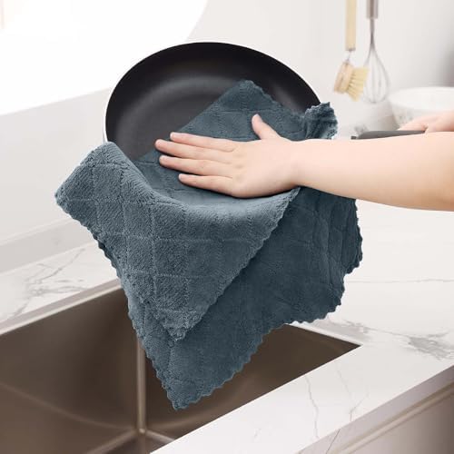 Homaxy Super Soft 16 Pack Coral Velvet Dish Cloths, 13" x 19", Dark Grey - Image 4
