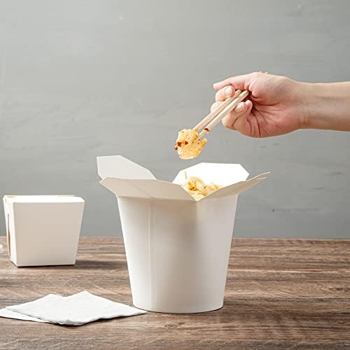 Restaurantware 32 oz Round White Paper Noodle Take Out Container, 50 Pack - Image 5