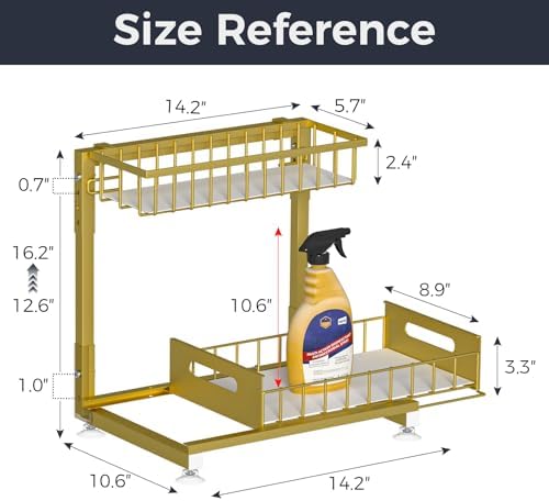 Saydear 2-Pack L-Shaped Under Sink Organizer, 2-Tier Pull-out Cabinet Rack - Image 6