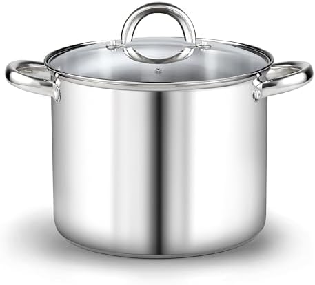 Cook N Home Basics 12 Quart Stainless Steel Stock Pot with Lid, Cooking Pot for Pasta, Stockpot with Sturdy Handle, Soup Pot with Even Heating, Oven & Dishwasher Safe, Cookware for Canning, Boiling by CookNHome