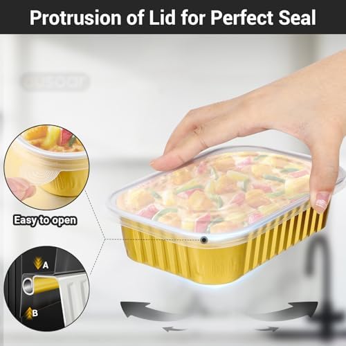 EUSOAR Aluminum Foil Pans with Lids, 25pack 16oz Bread Loaf Pan Disposable Cake Tin, Heavy Duty Foil Catering Party Meal Prep Freezer Drip Pans for Microwave Oven Safe Cooking,Baking,Roasting,Heating - Image 4
