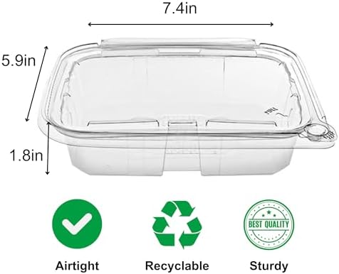 20 oz RPET Clear Hinged Lid Tamper Evident Container – 200 Pcs - Image 2