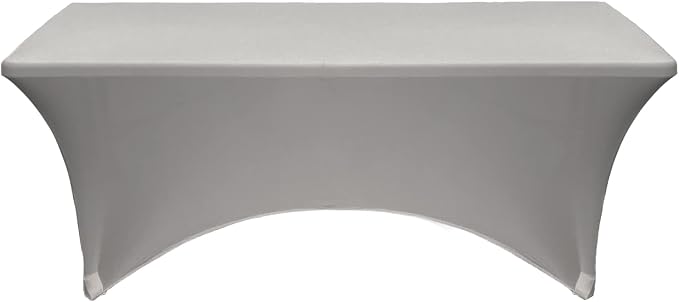 YOUR CHAIR COVERS Rectangular Spandex Table Covers 6ft Fitted Tablecloth Wedding Event Patio Decorations Elastic Fabric Stretch Tables Cover for 6 ft Folding Table (Gray) - Image 2