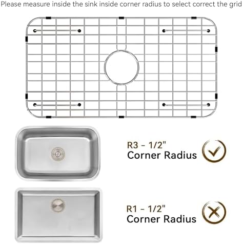 Sink Bottom Grid 24-1/8" x 12-5/8",Centered Drain with Corner Radius 1-1/2" - Image 4
