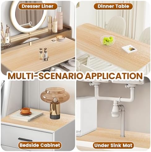 Drawer Shelf Liner for Kitchen Cabinets Non-Adhesive, Non Slip Shelf Paper Waterproof Thickened Cabinet Liners for Shelves, Strong Grip Mats for Cupboard, Dresser, Pantry, Wood-Grain, 11.8 in x 10 FT - Image 6