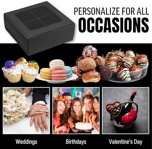25 pcs Black Mini Cookie Boxes for 4 treats with Window and Dividers, Bakery Boxes, 6 x 6 x 2.4 Inches SMALL Baking Boxes, Square Cookies Box Decorating Supplies for Gift Giving - Image 5