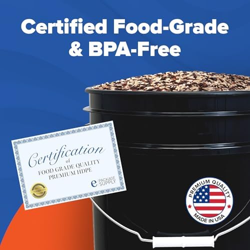 ePackageSupply 5 Gallon Bucket - Food Grade w/Lid BPA-Free, Black/Blue, 6 | Airtight Gamma Seal Screw-On Lid, Heavy-Duty 90 Mil HDPE Plastic, Food Safe and Durable Container, Bulk Storage, Made in USA - Image 3