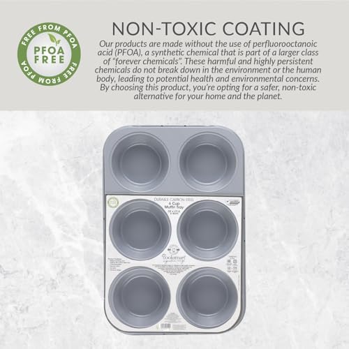 Cooksmart Signature 6 Cup Muffin Tray – Carbon Steel | PFOA-Free Non-Stick | Dishwasher Safe | Elegant Green Finish | Perfect for Muffins & Cupcakes - Image 5