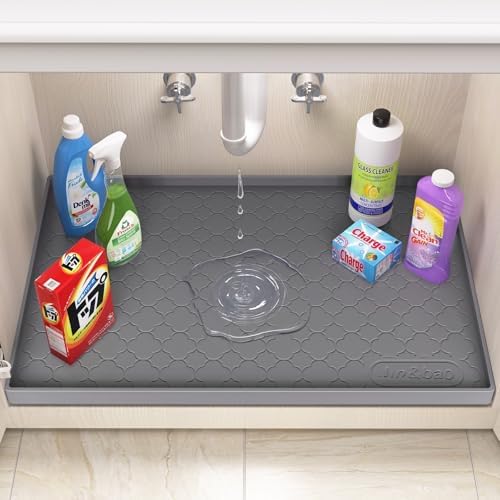 Jin&Bao Under Sink Mat 40" x 22" Waterproof Silicone Cabinet Kitchen Liner - Image 3