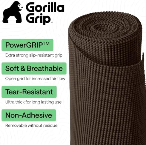 GORILLA GRIP powerGRIP Drawer Shelf and Cabinet Liner, 12" x20', Chocolate - Image 2