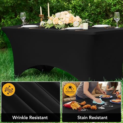 8-Pack Premium Black Spandex Tablecloths for 6ft Rectangle Tables - Image 4
