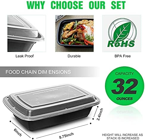 WGCC Meal Prep Containers 50Pack 32oz and Deli Containers with Lids 16oz 48 Sets, Leakproof, BPA Free/Microwave/Freezer/Dishwasher Safe - Image 2