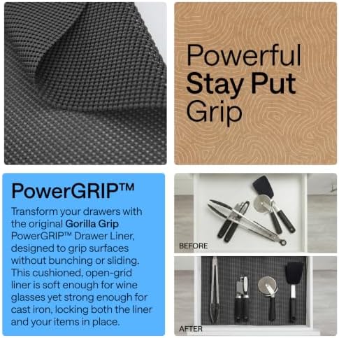 GORILLA GRIP powerGRIP Drawer Shelf and Cabinet Liner, 17.5" x30', Charcoal - Image 3